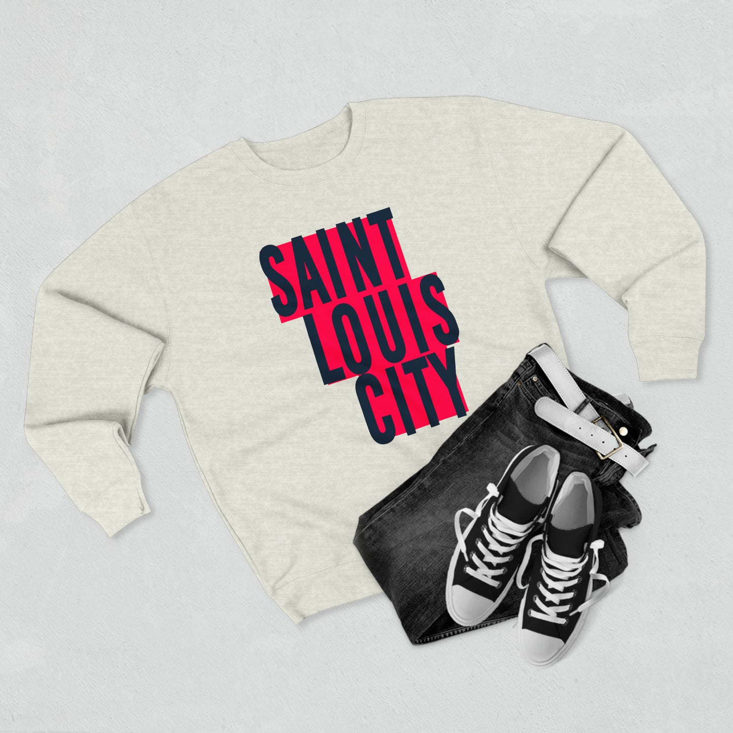 St Louis Soccer Fan Block Print Mens Womens Premium Crewneck Sweatshirt