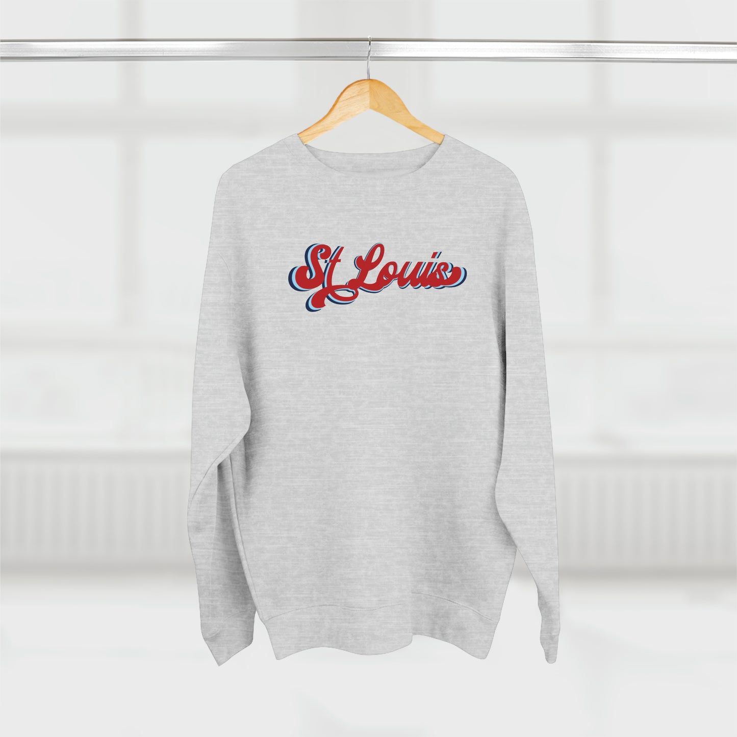 St Louis Red Vintage Script Womens Premium Crewneck Sweatshirt