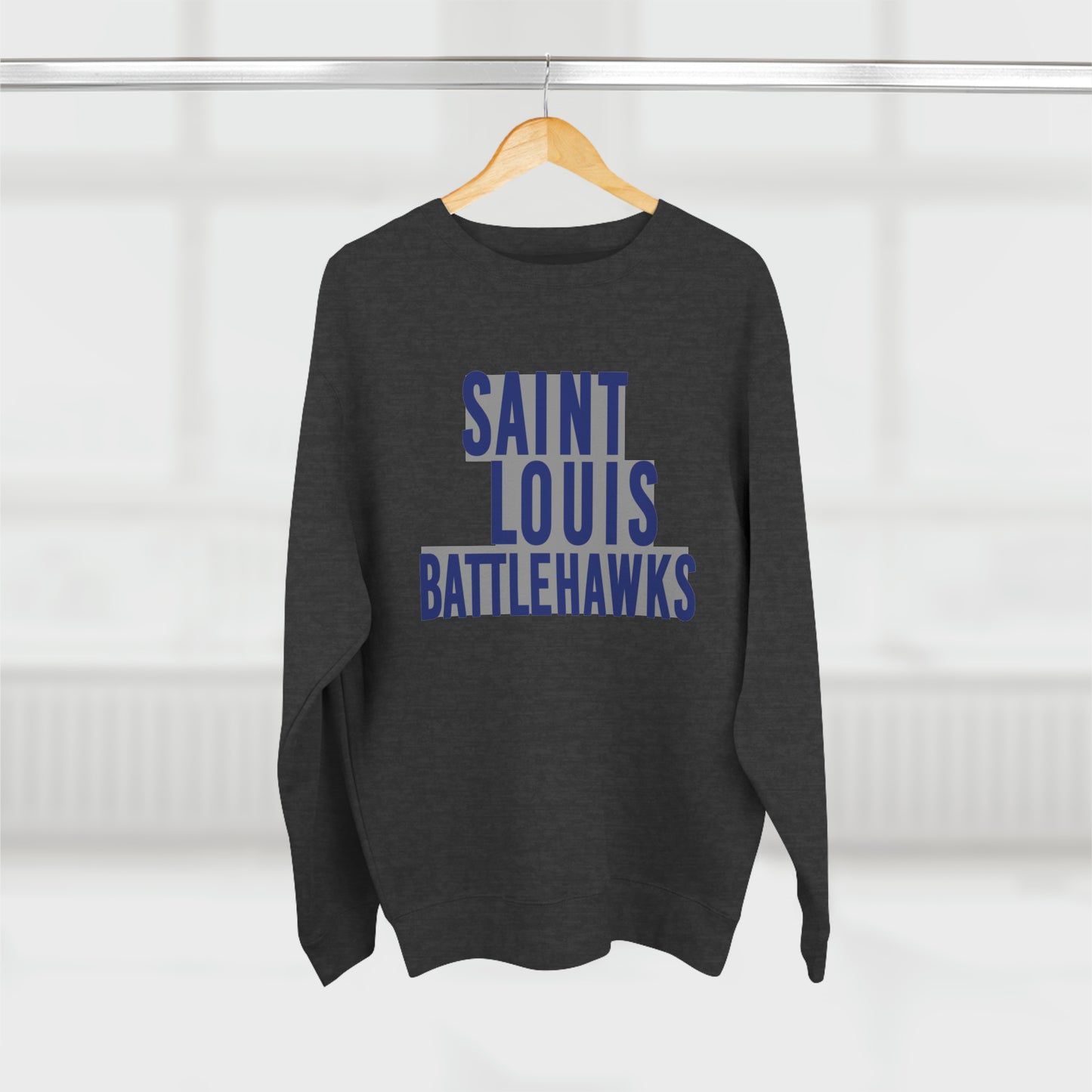 St Louis Football Fan Block Text Mens Womens Premium Crewneck Sweatshirt