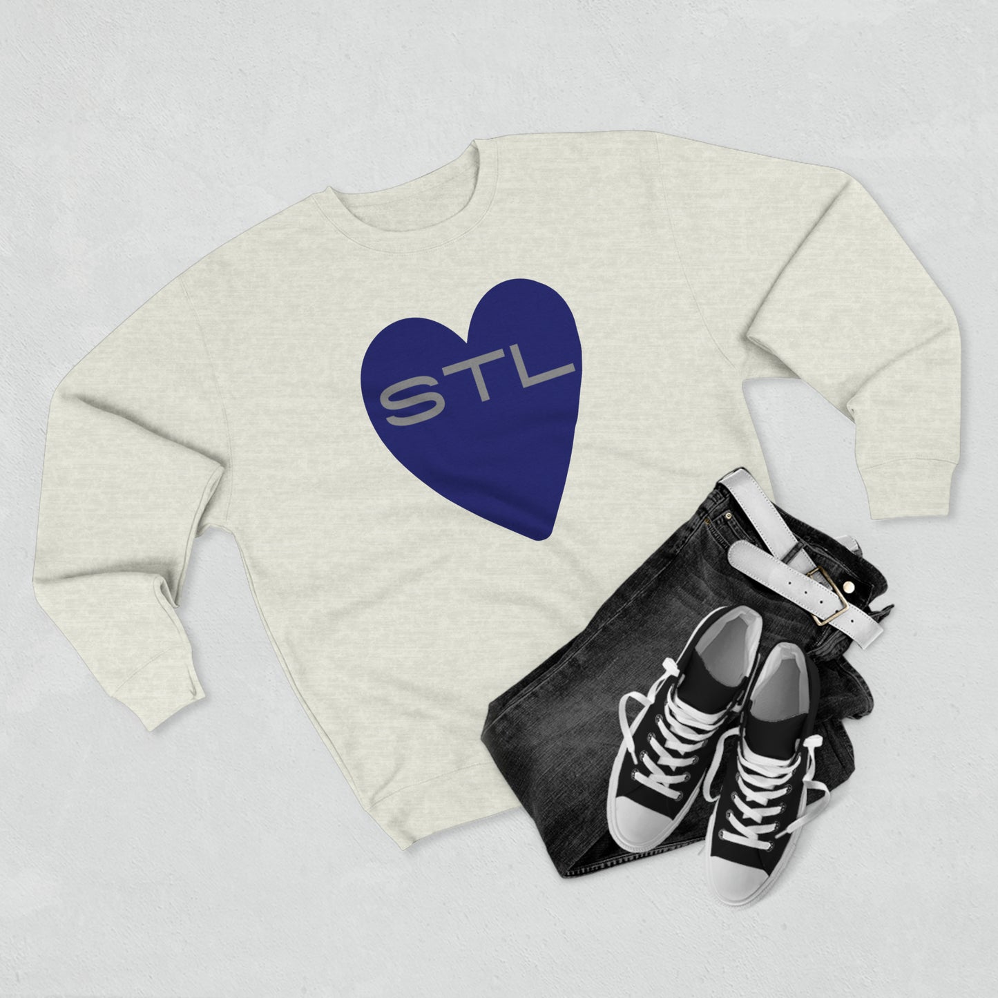 St Louis Football Fan "I Heart STL" Mens Womens Premium Crewneck Sweatshirt