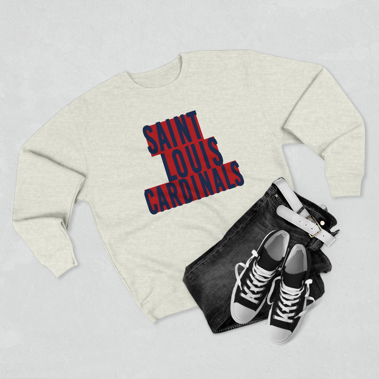 St Louis Baseball Fan Block Print Premium Crewneck Sweatshirt