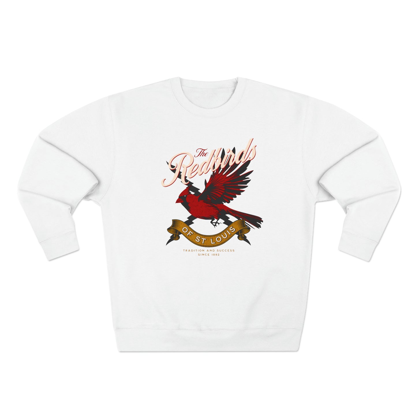 St Louis Baseball Fan "The Redbirds of St Louis" Womens Premium Crewneck Sweatshirt