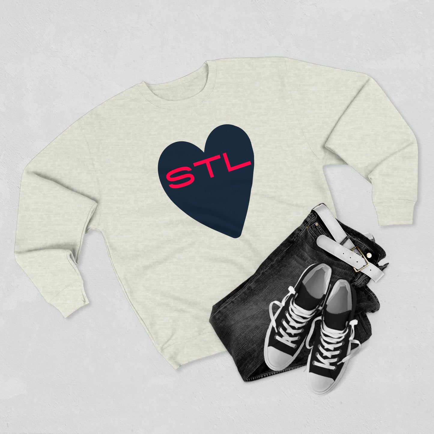 St Louis Soccer Fan "I Heart STL" Mens Womens Premium Crewneck Sweatshirt