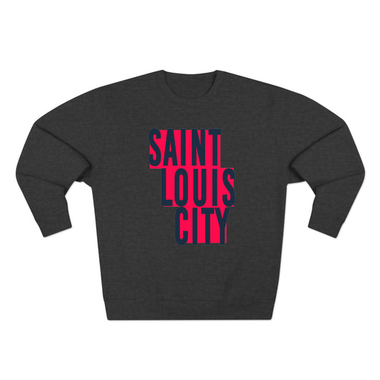 St Louis Soccer Fan Block Print Mens Womens Premium Crewneck Sweatshirt