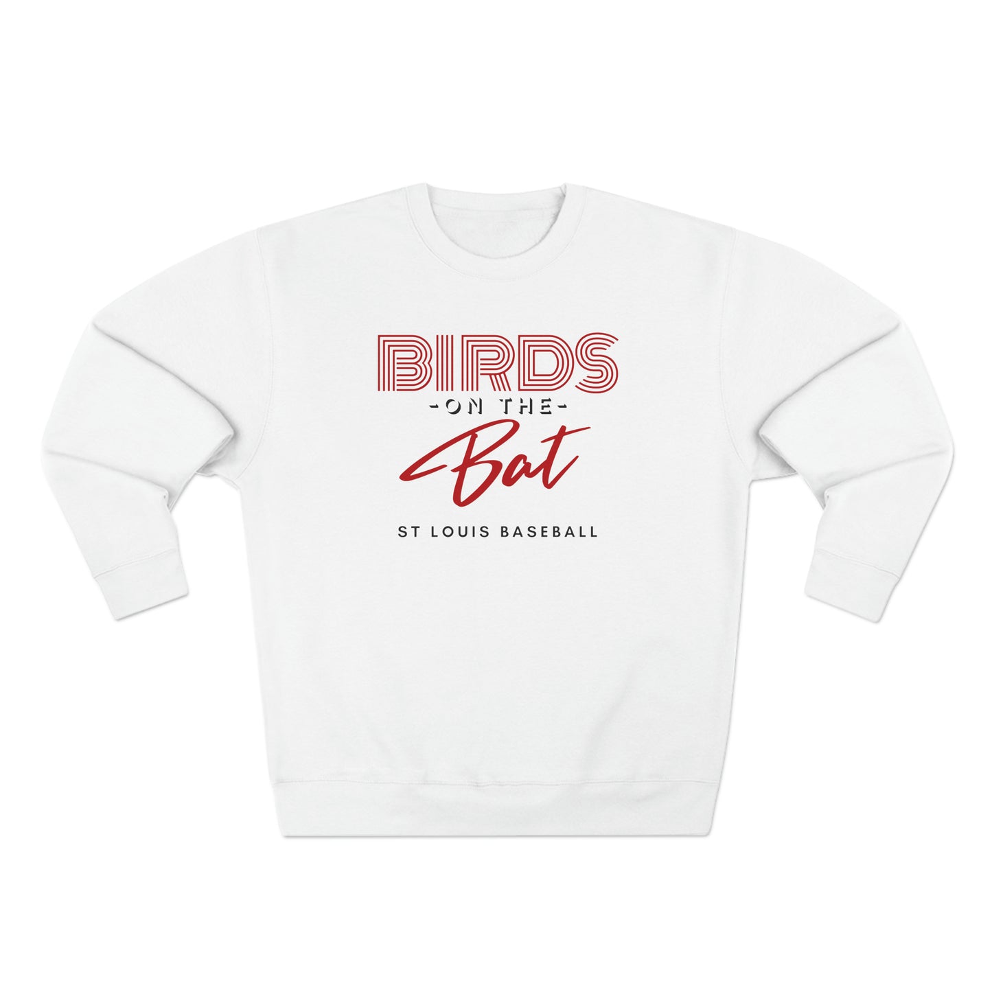 St Louis Baseball Fan "Birds on the Bat" Womens Premium Crewneck Sweatshirt