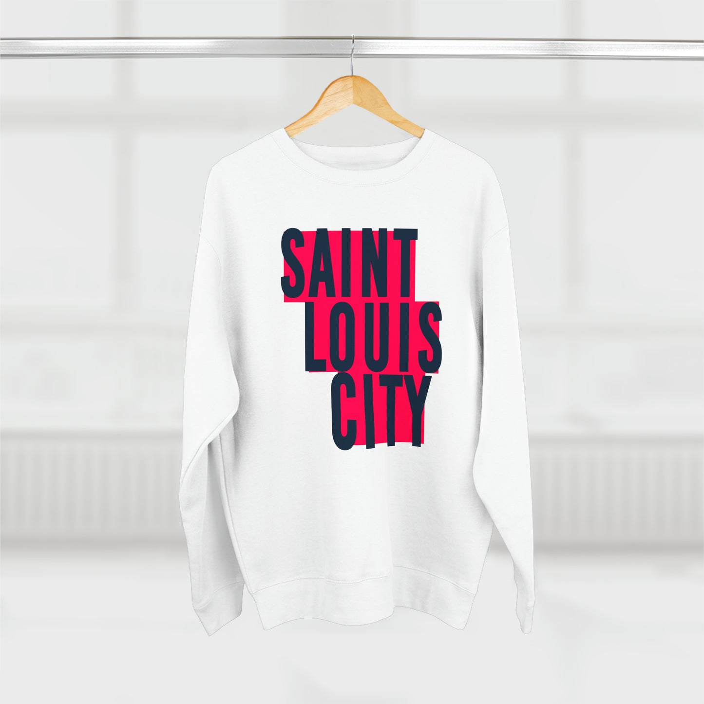 St Louis Soccer Fan Block Print Mens Womens Premium Crewneck Sweatshirt