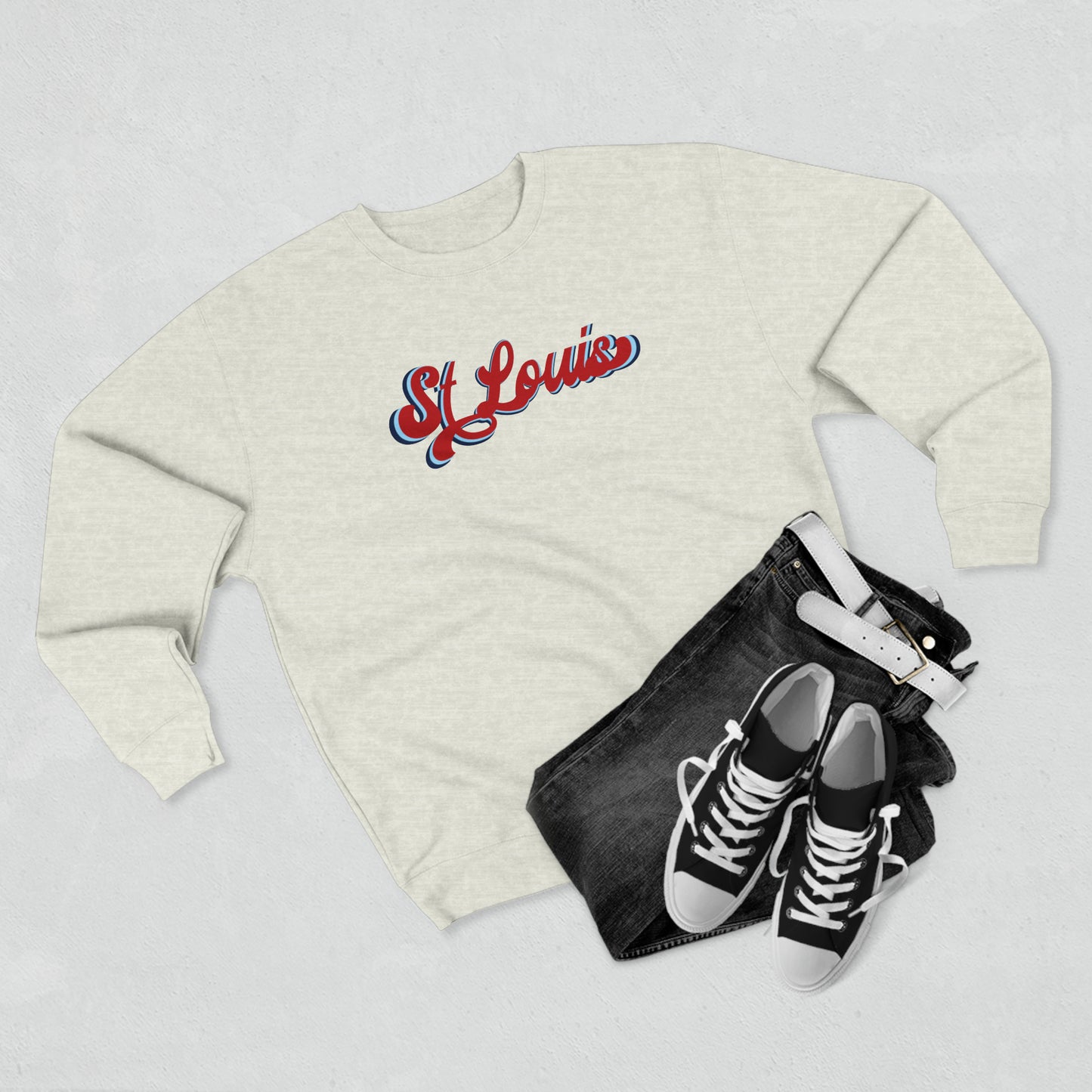 St Louis Red Vintage Script Womens Premium Crewneck Sweatshirt