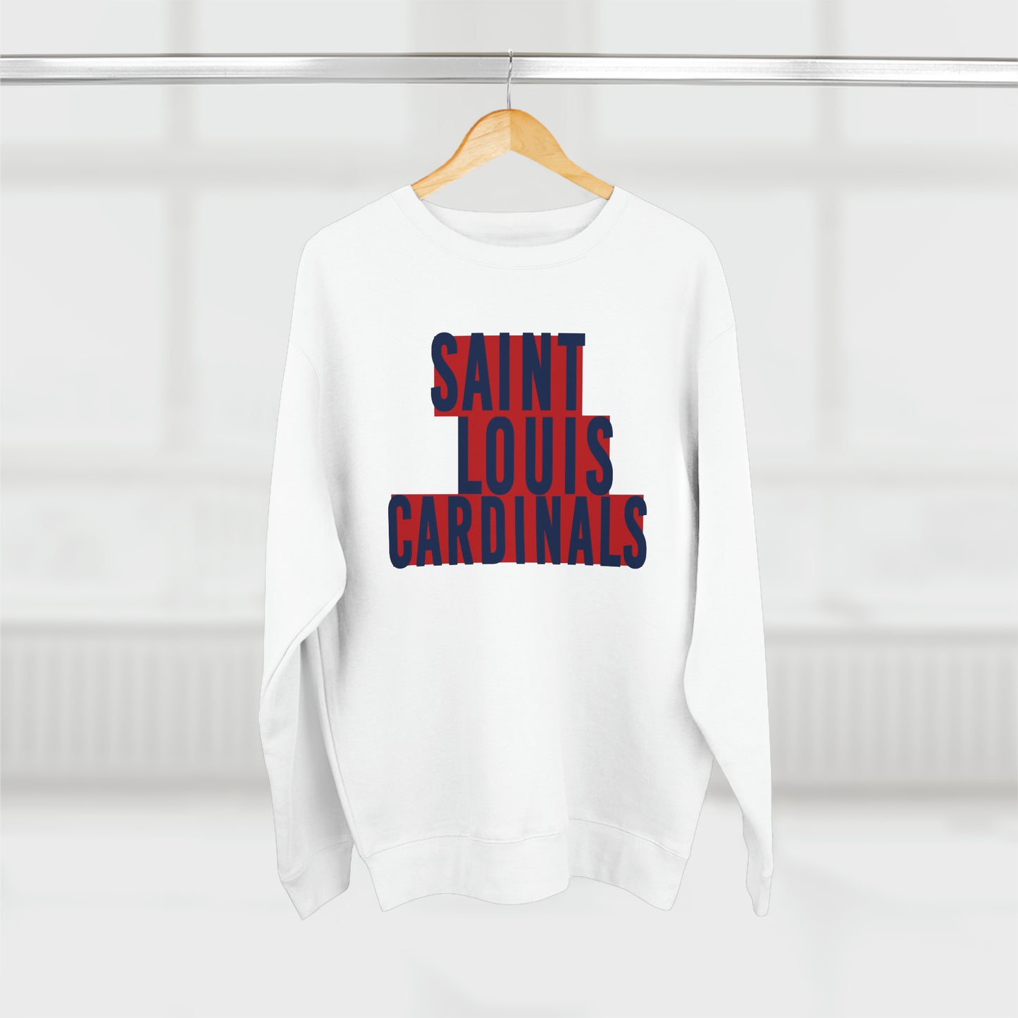 St Louis Baseball Fan Block Print Premium Crewneck Sweatshirt