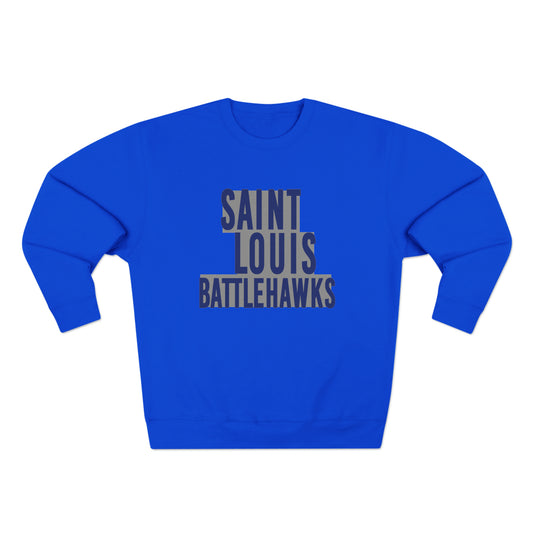 St Louis Football Fan Block Text Mens Womens Premium Crewneck Sweatshirt