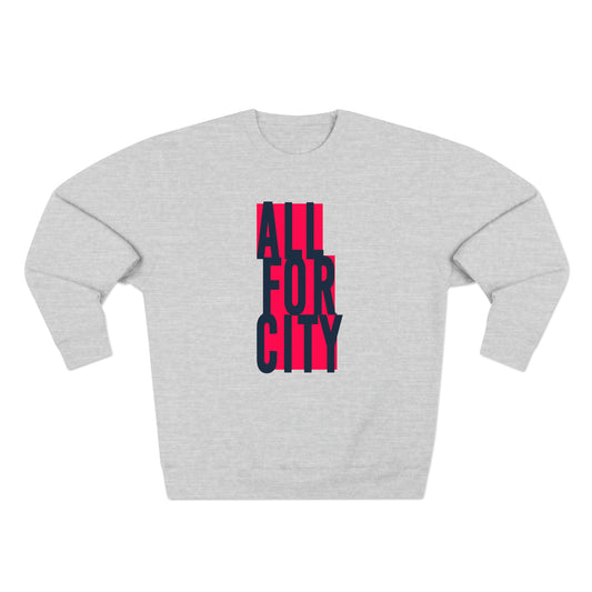 St Louis Soccer Fan "All For City" Block Print Mens Womens Premium Crewneck Sweatshirt