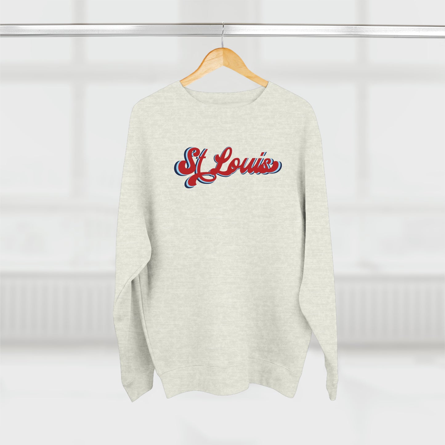 St Louis Red Vintage Script Womens Premium Crewneck Sweatshirt