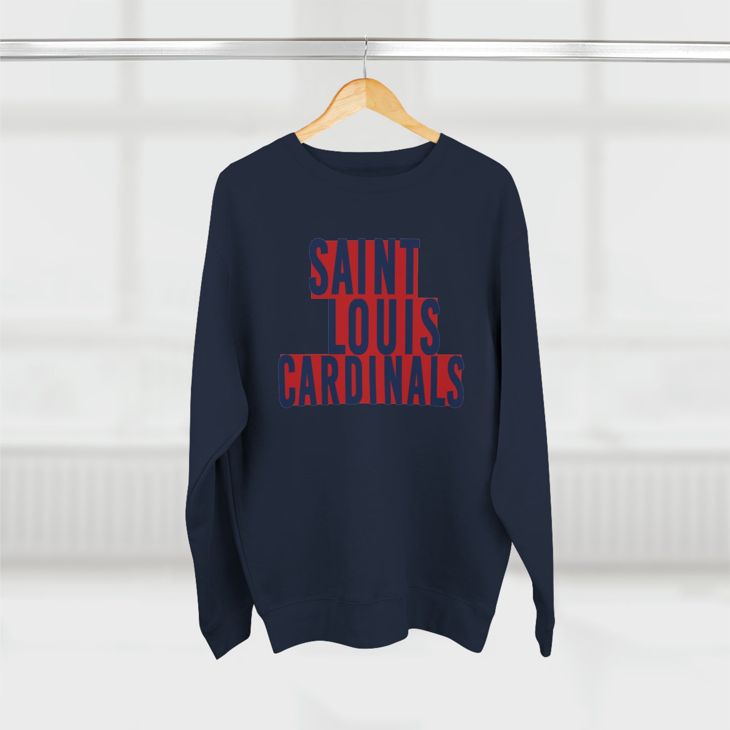 St Louis Baseball Fan Block Print Premium Crewneck Sweatshirt