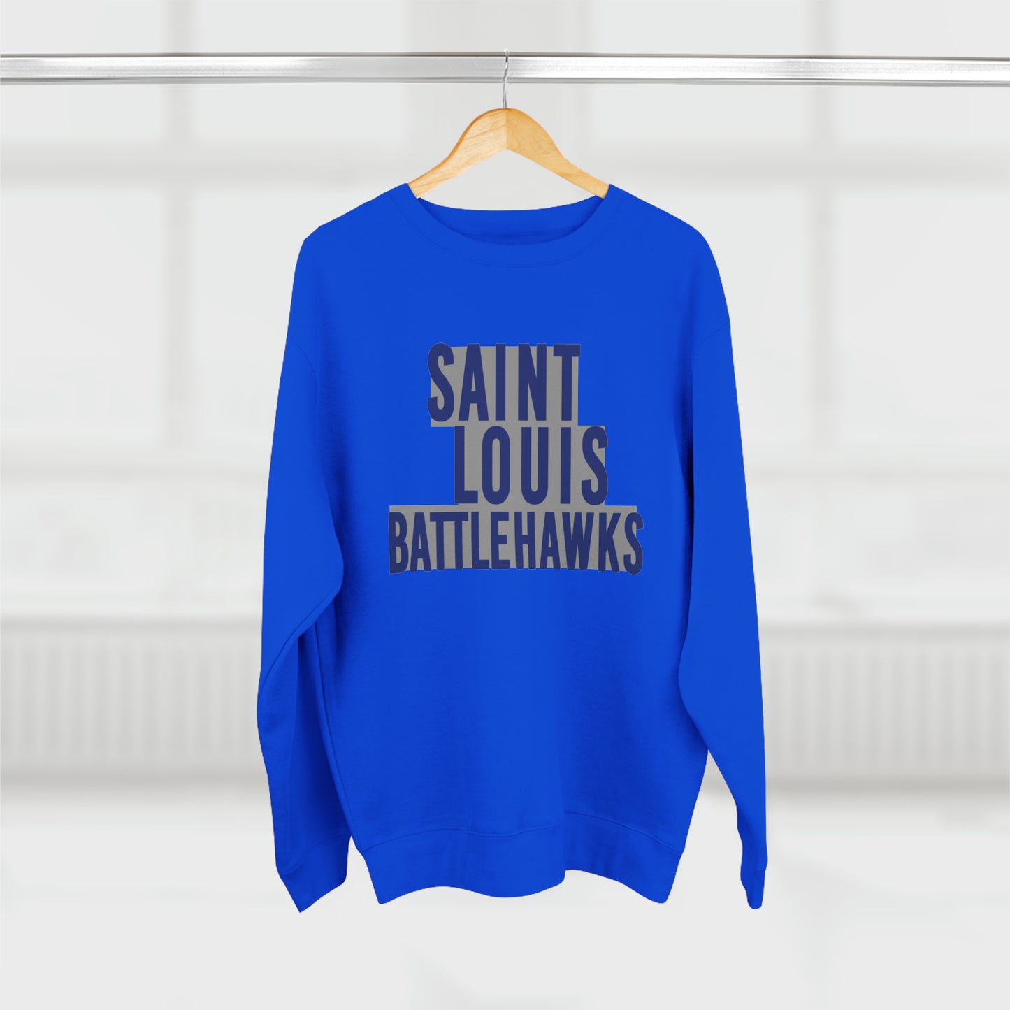 St Louis Football Fan Block Text Mens Womens Premium Crewneck Sweatshirt