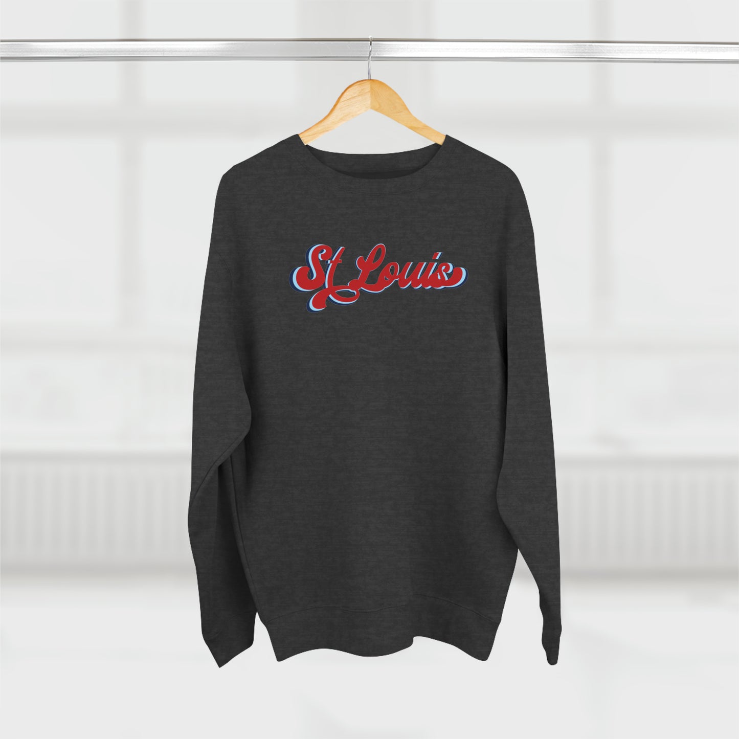 St Louis Red Vintage Script Womens Premium Crewneck Sweatshirt