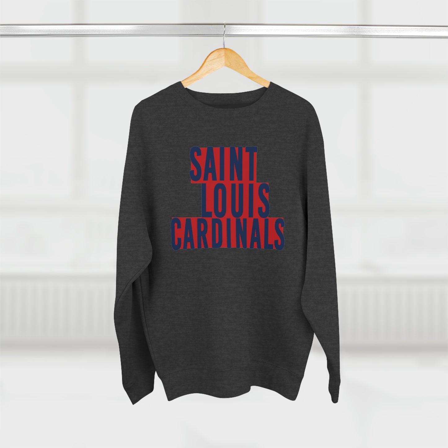 St Louis Baseball Fan Block Print Premium Crewneck Sweatshirt