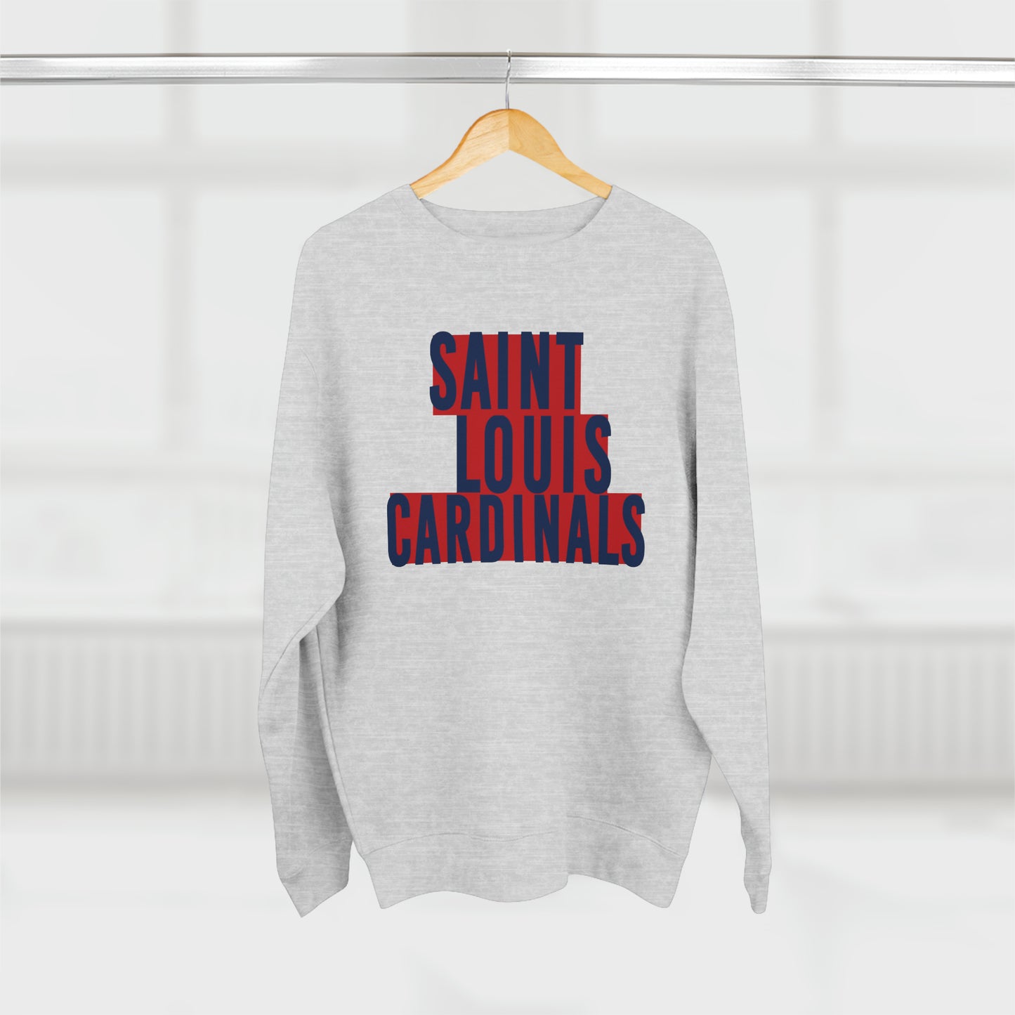 St Louis Baseball Fan Block Print Premium Crewneck Sweatshirt