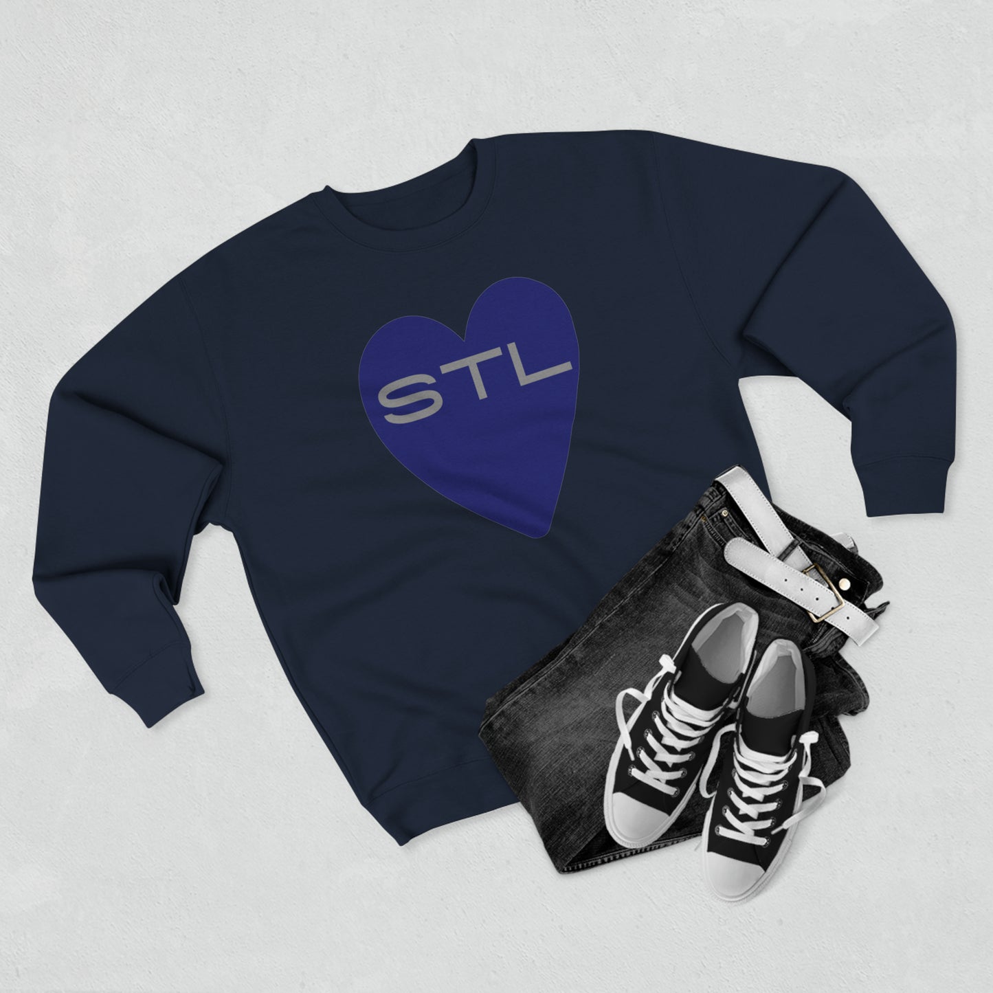 St Louis Football Fan "I Heart STL" Mens Womens Premium Crewneck Sweatshirt