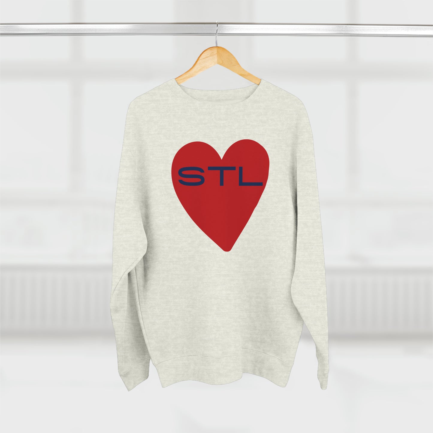 St Louis Baseball Fan "I Heart STL" Mens Womens Premium Crewneck Sweatshirt