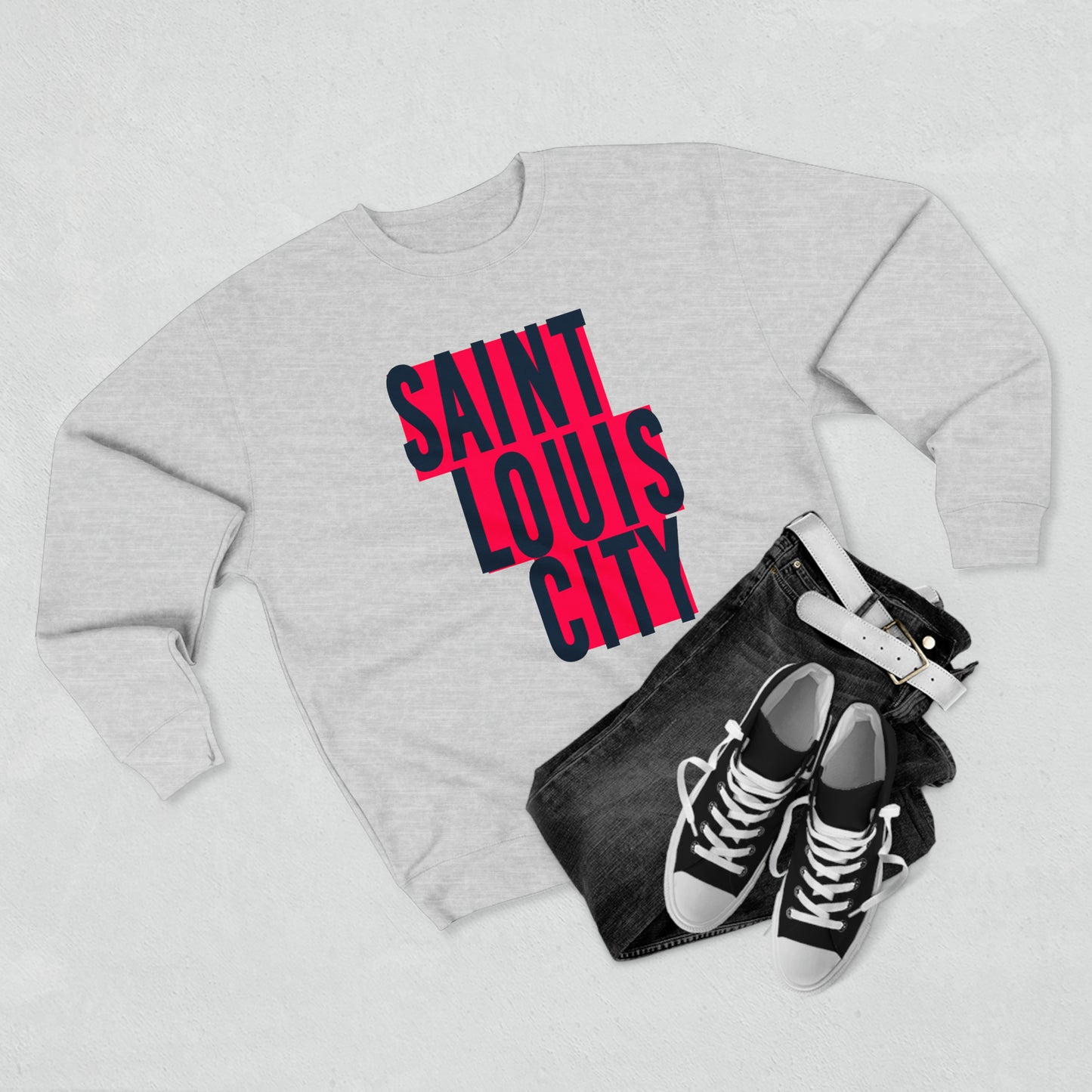 St Louis Soccer Fan Block Print Mens Womens Premium Crewneck Sweatshirt