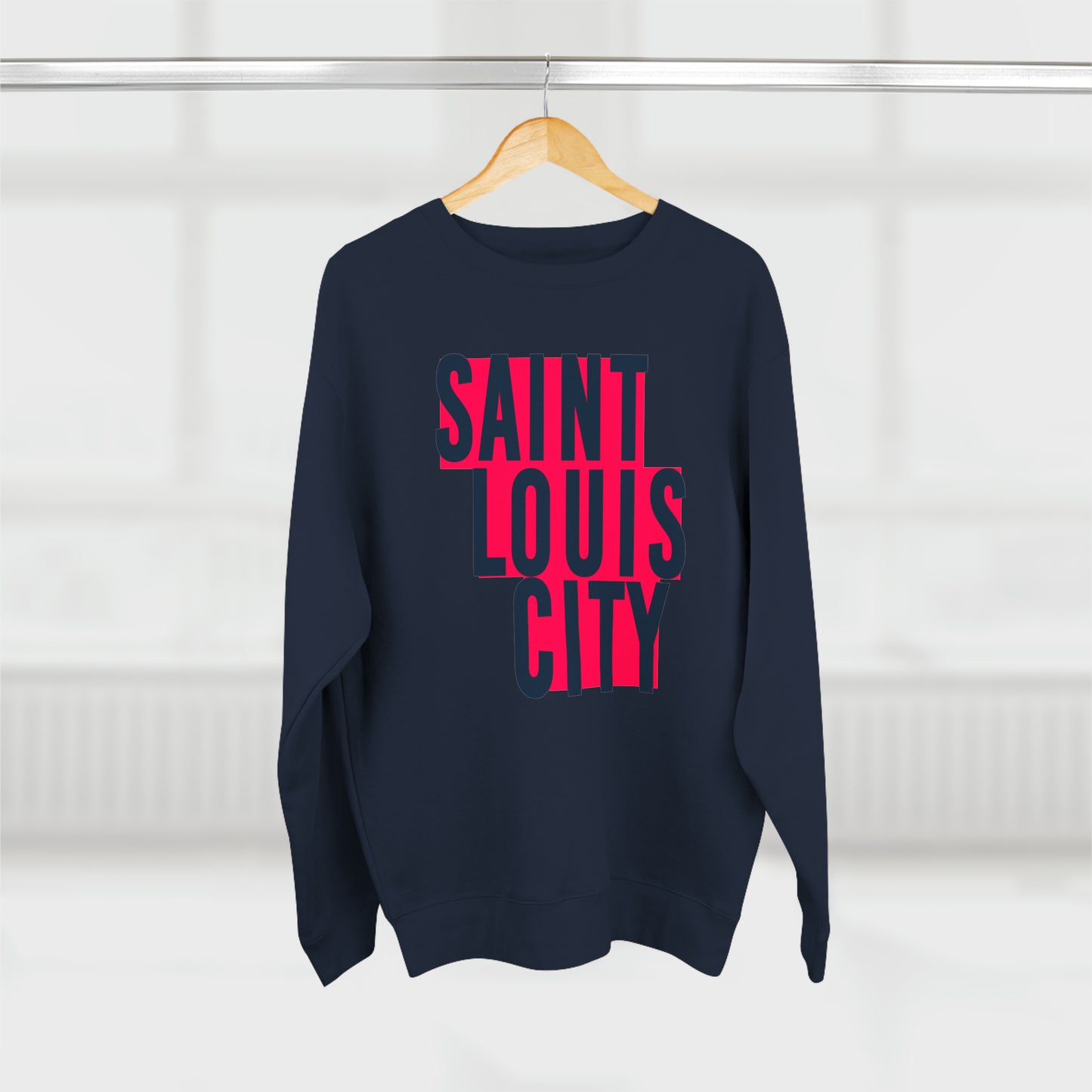 St Louis Soccer Fan Block Print Mens Womens Premium Crewneck Sweatshirt