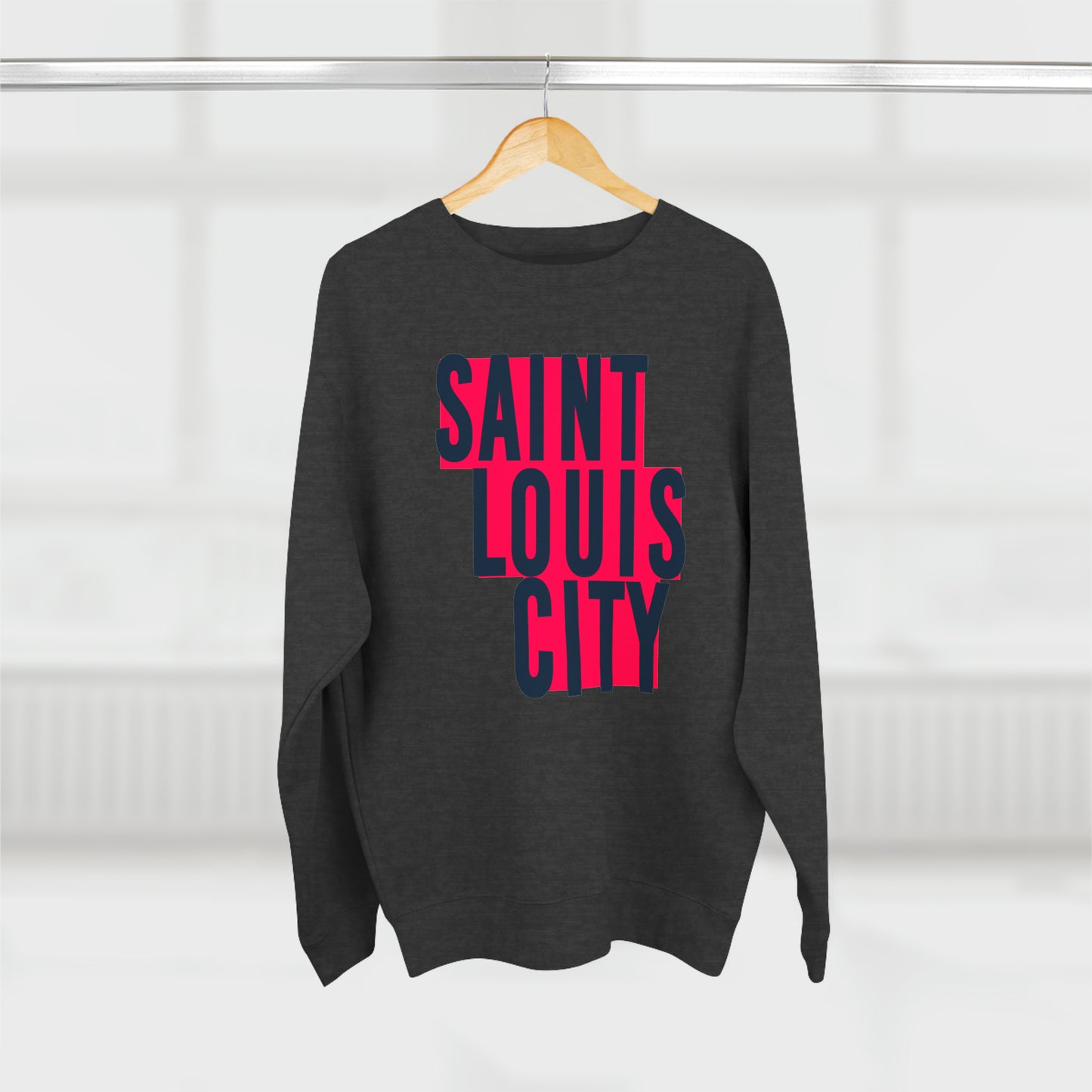 St Louis Soccer Fan Block Print Mens Womens Premium Crewneck Sweatshirt