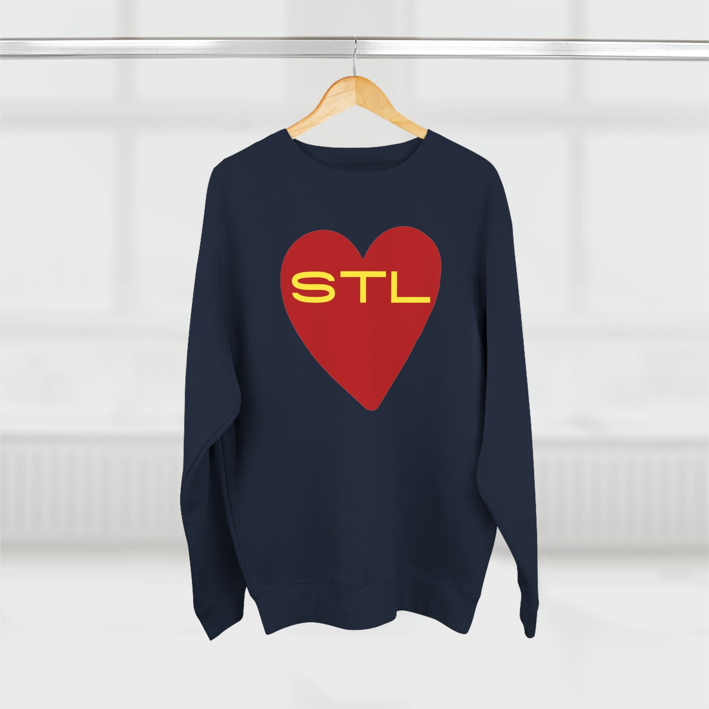 St Louis Baseball Fan "I Heart STL" Mens Womens Premium Crewneck Sweatshirt