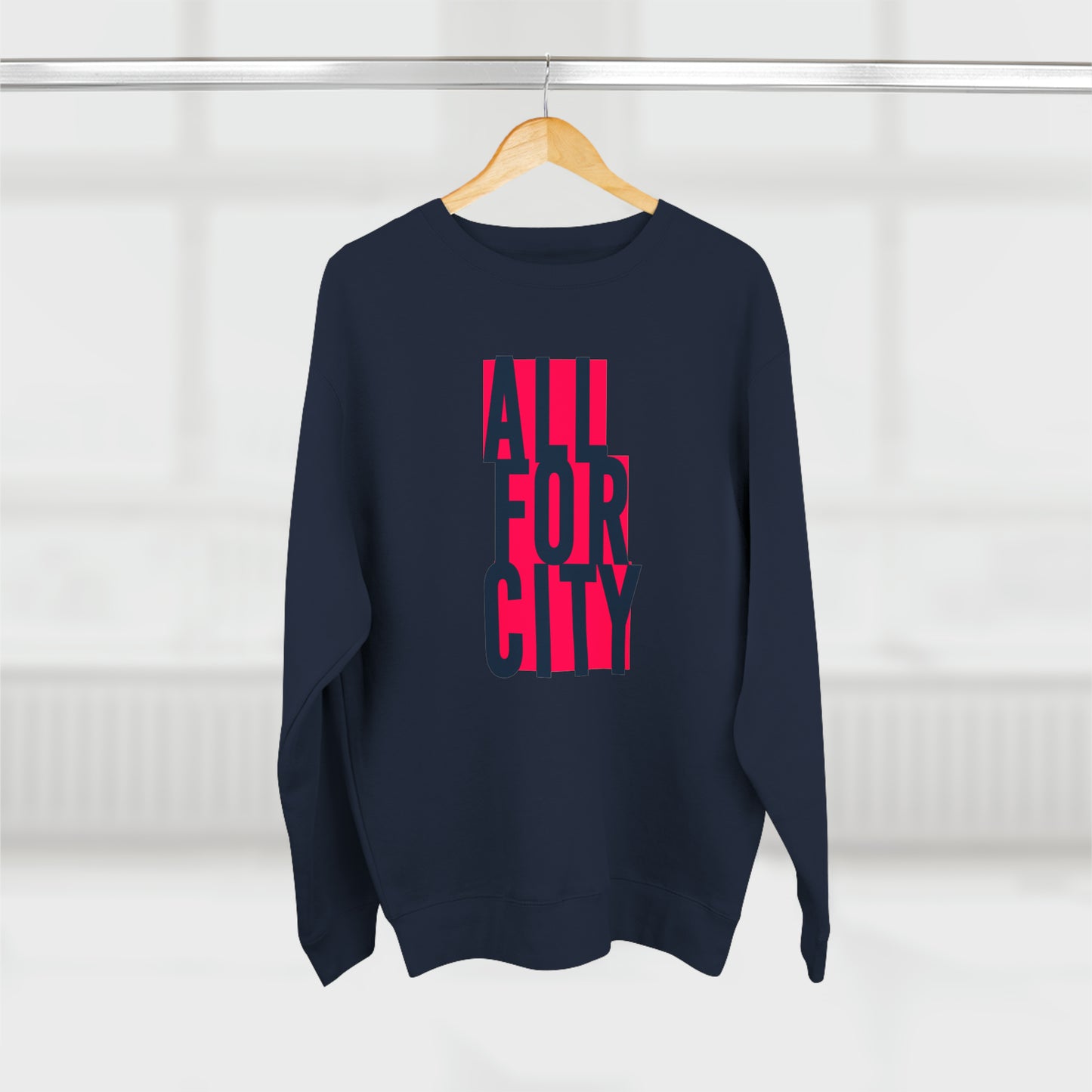 St Louis Soccer Fan "All For City" Block Print Mens Womens Premium Crewneck Sweatshirt