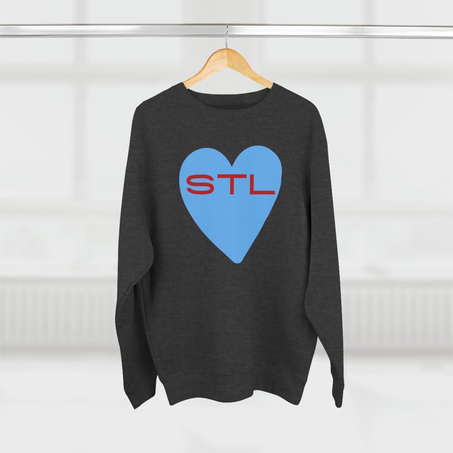 St Louis Baseball Fan "I Heart STL" Mens Womens Premium Crewneck Sweatshirt