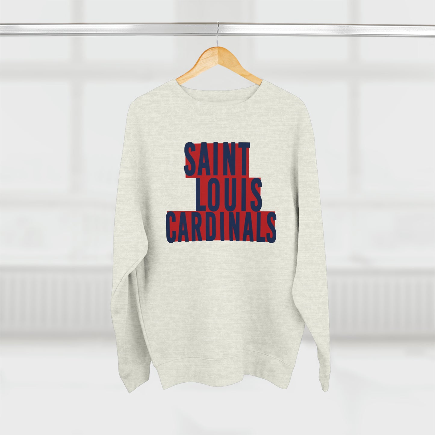 St Louis Baseball Fan Block Print Premium Crewneck Sweatshirt