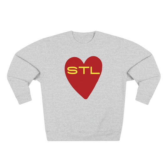 St Louis Baseball Fan "I Heart STL" Mens Womens Premium Crewneck Sweatshirt