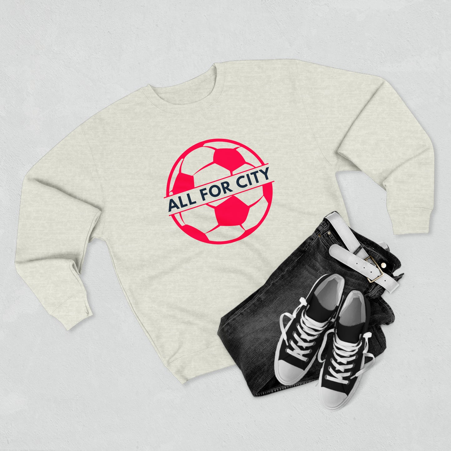 St Louis Soccer Fan "All For CITY" Mens Womens Premium Crewneck Sweatshirt