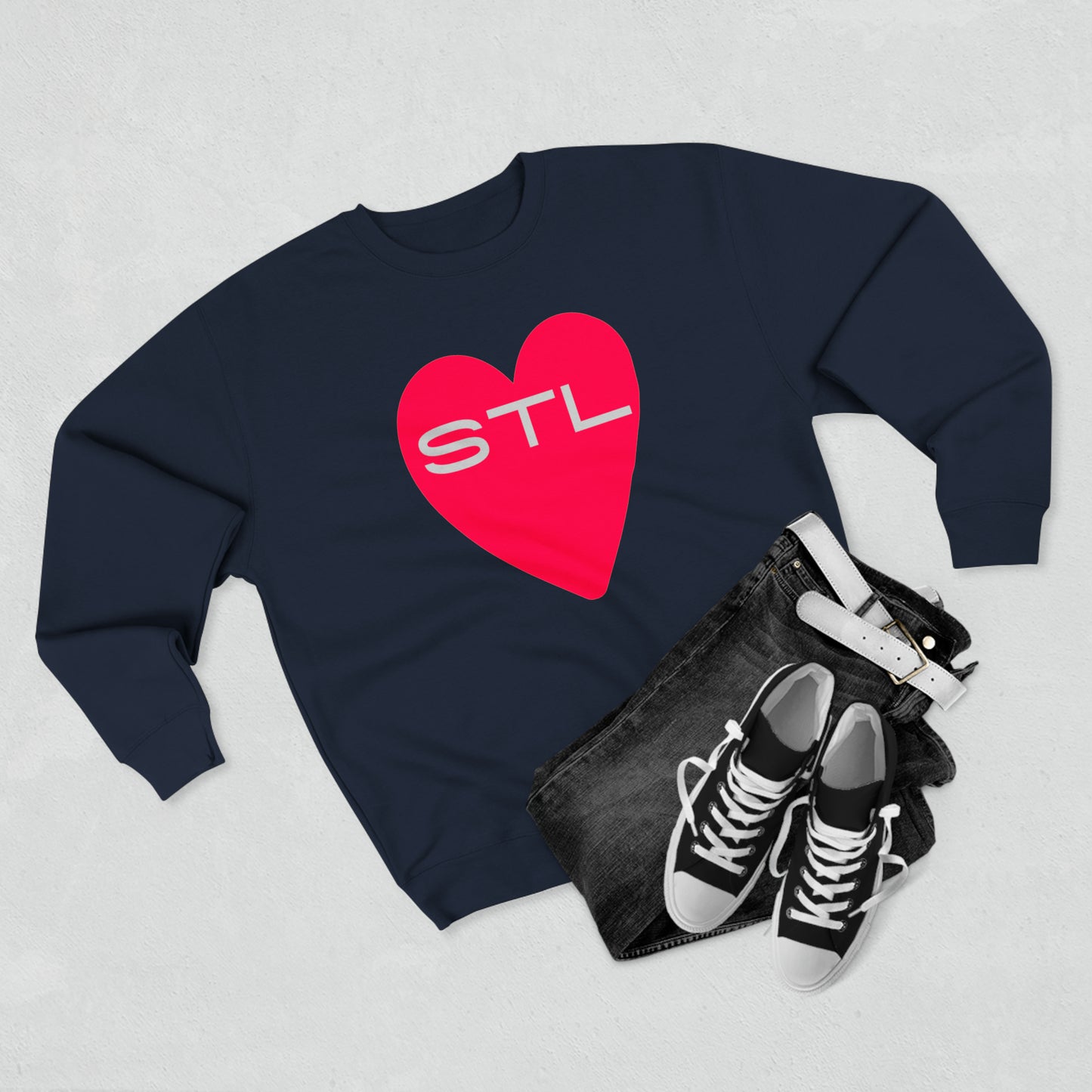 St Louis Soccer Fan "I Heart STL" Mens Womens Premium Crewneck Sweatshirt