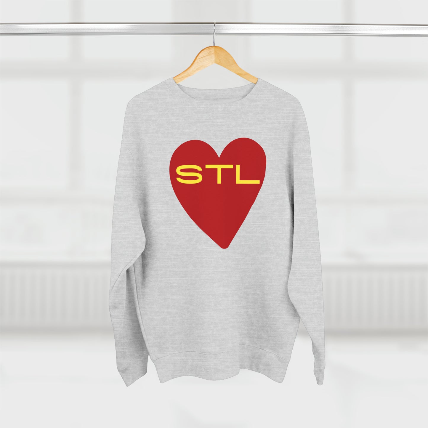 St Louis Baseball Fan "I Heart STL" Mens Womens Premium Crewneck Sweatshirt