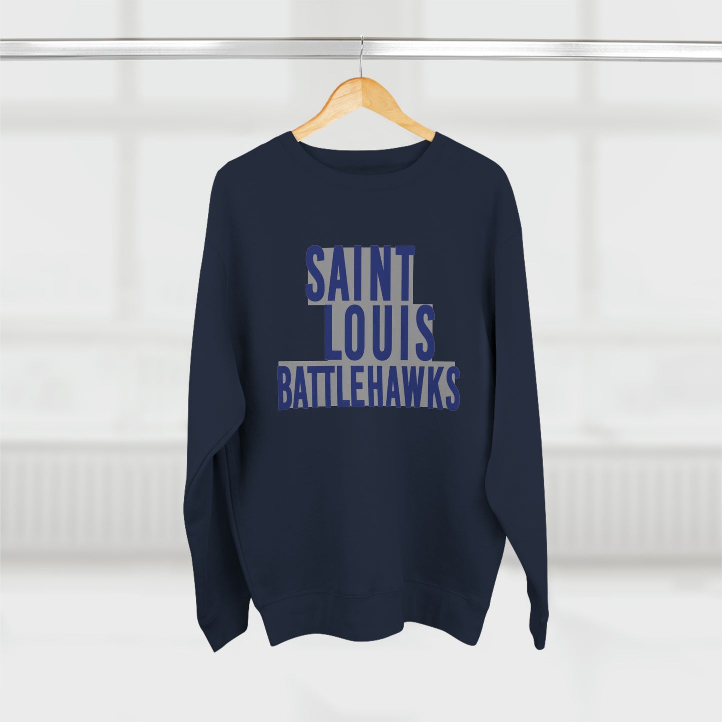 St Louis Football Fan Block Text Mens Womens Premium Crewneck Sweatshirt