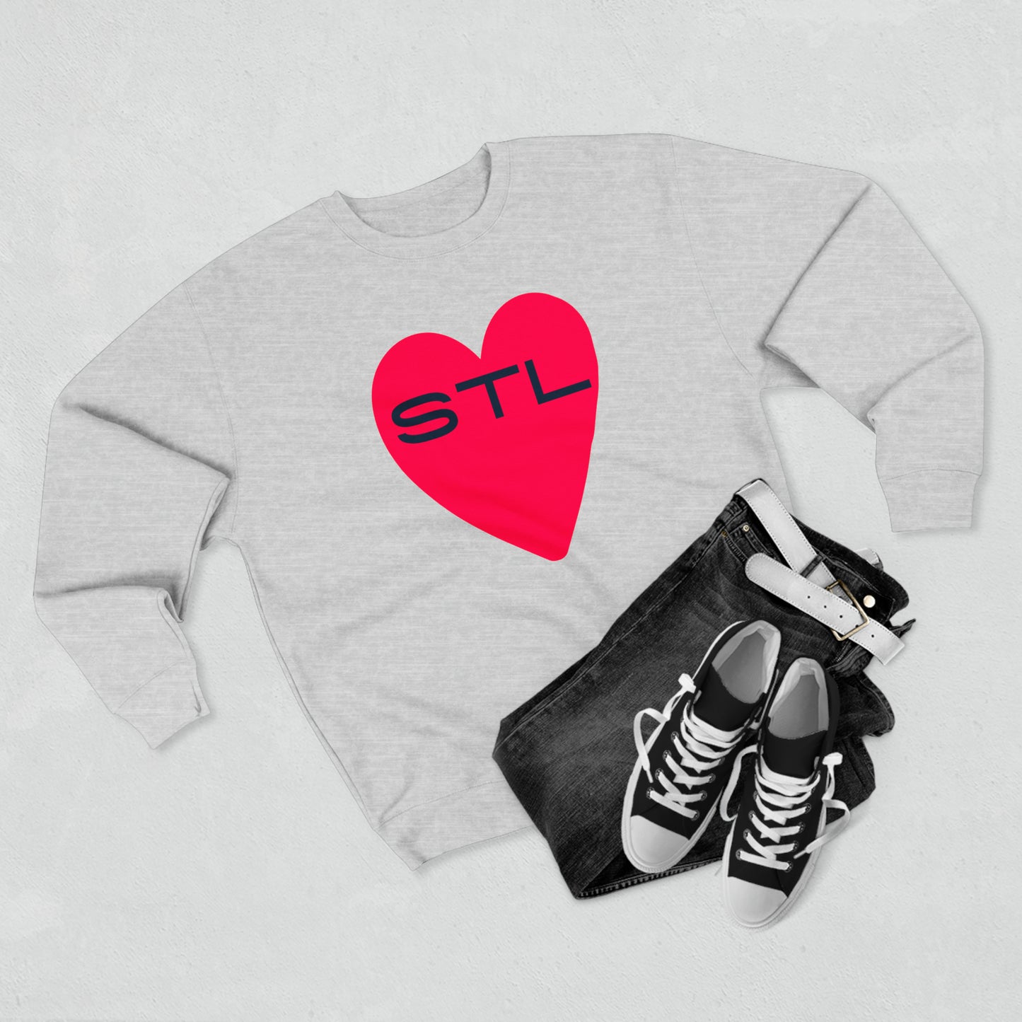 St Louis Soccer Fan "I Heart STL" Mens Womens Premium Crewneck Sweatshirt