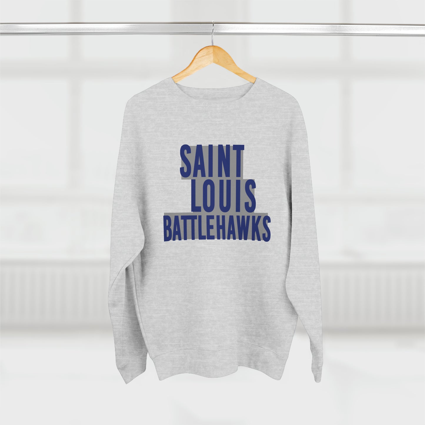 St Louis Football Fan Block Text Mens Womens Premium Crewneck Sweatshirt