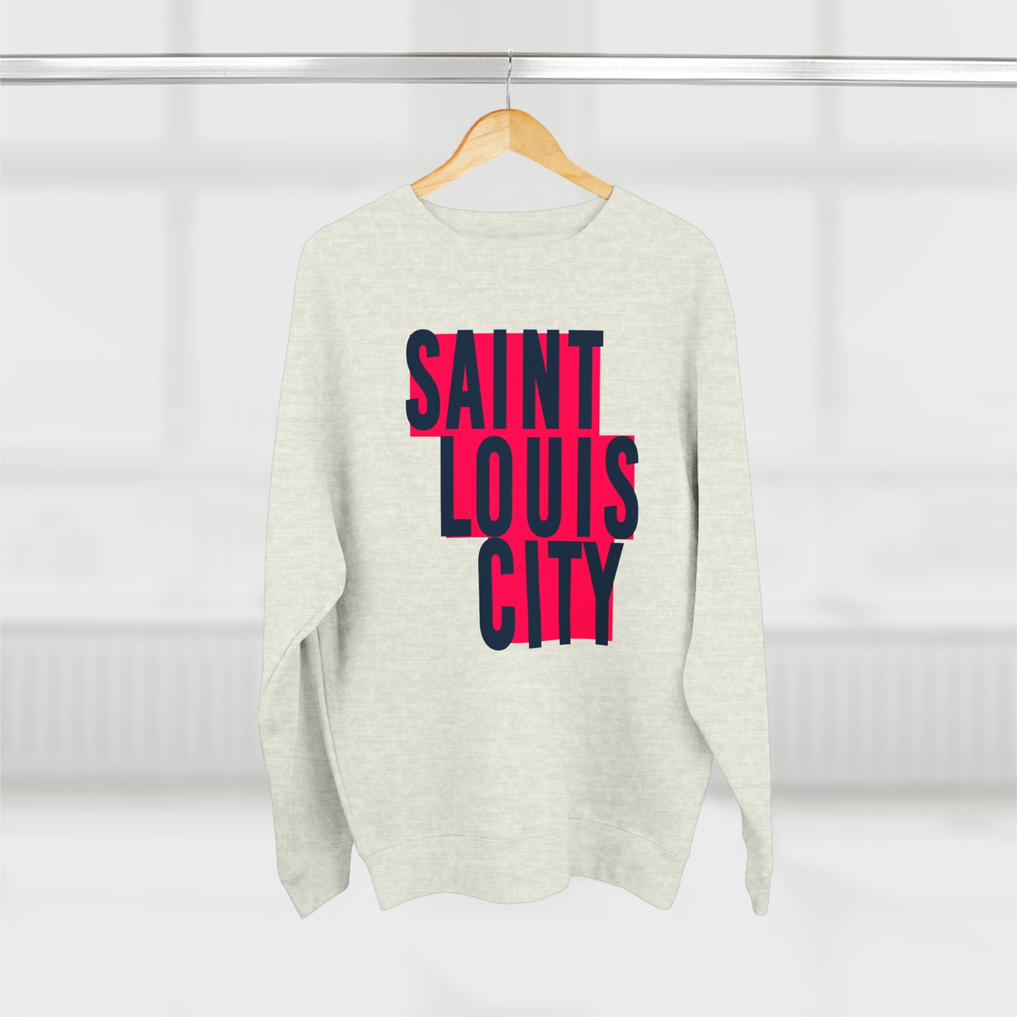 St Louis Soccer Fan Block Print Mens Womens Premium Crewneck Sweatshirt