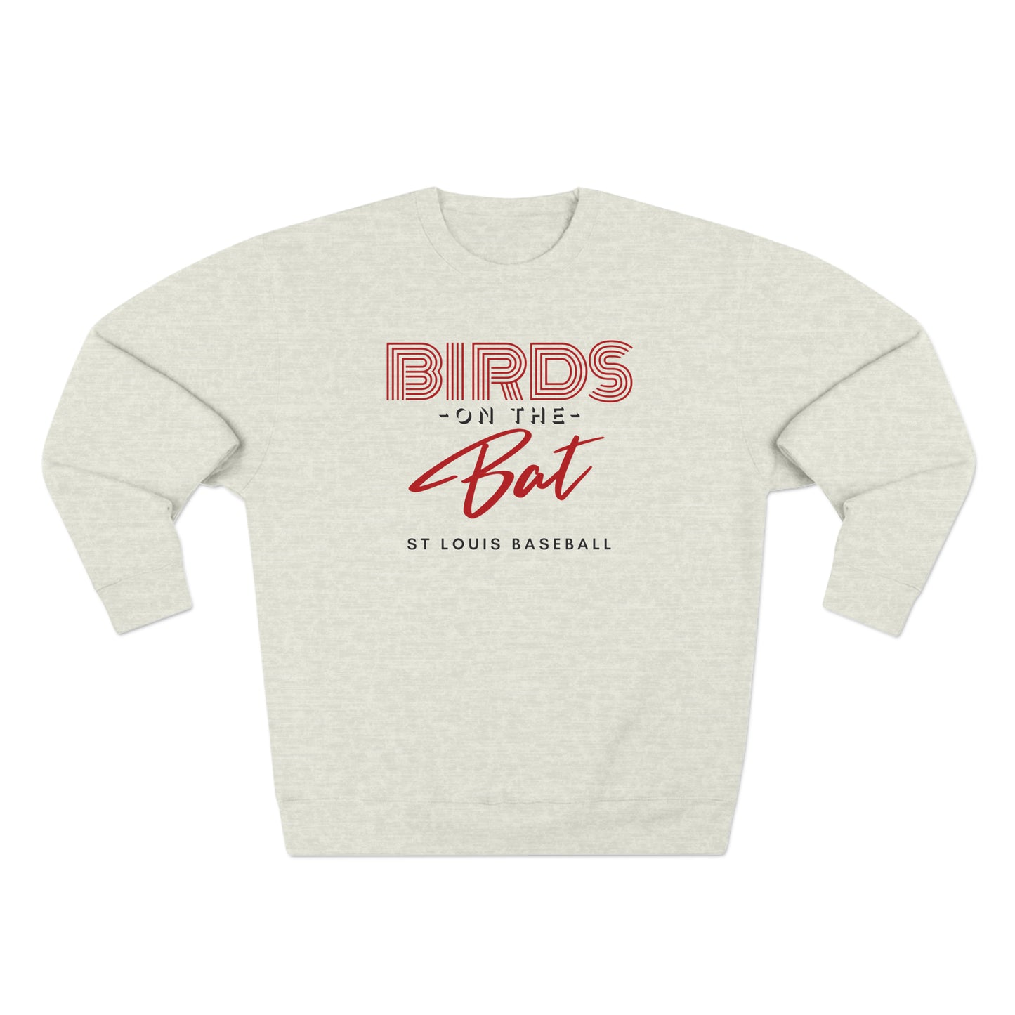 St Louis Baseball Fan "Birds on the Bat" Womens Premium Crewneck Sweatshirt