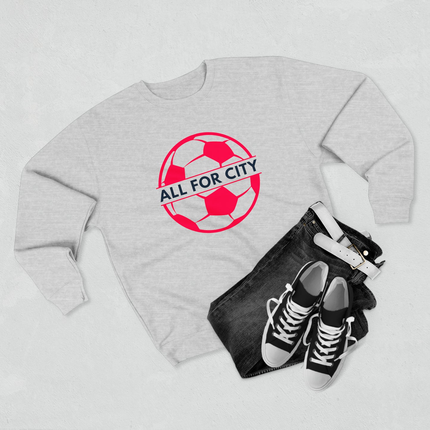 St Louis Soccer Fan "All For CITY" Mens Womens Premium Crewneck Sweatshirt