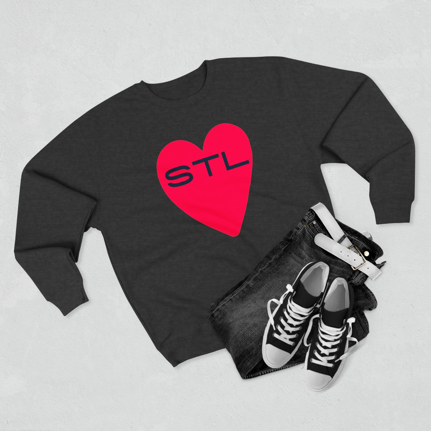 St Louis Soccer Fan "I Heart STL" Mens Womens Premium Crewneck Sweatshirt