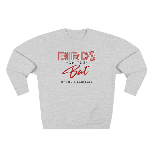 St Louis Baseball Fan "Birds on the Bat" Womens Premium Crewneck Sweatshirt