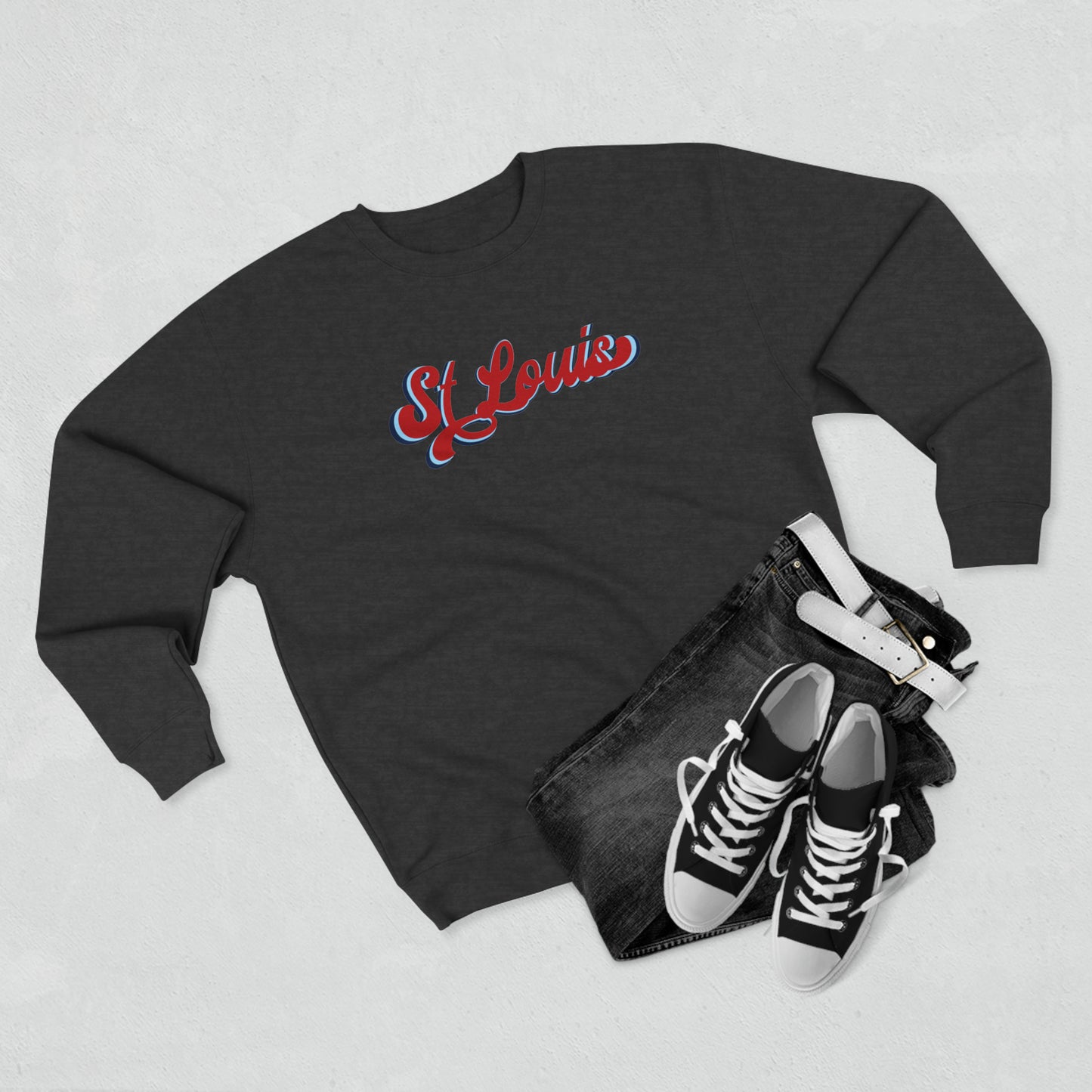 St Louis Red Vintage Script Womens Premium Crewneck Sweatshirt