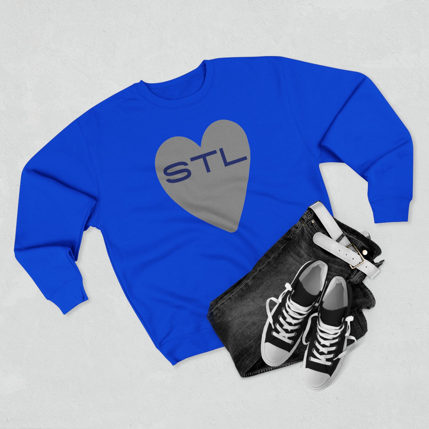 St Louis Football Fan "I Heart STL" Mens Womens Premium Crewneck Sweatshirt