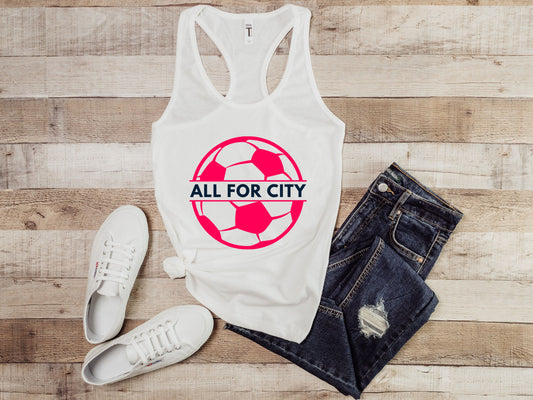 St Louis Soccer Fan "All For City" Womens Racerback Tank Top