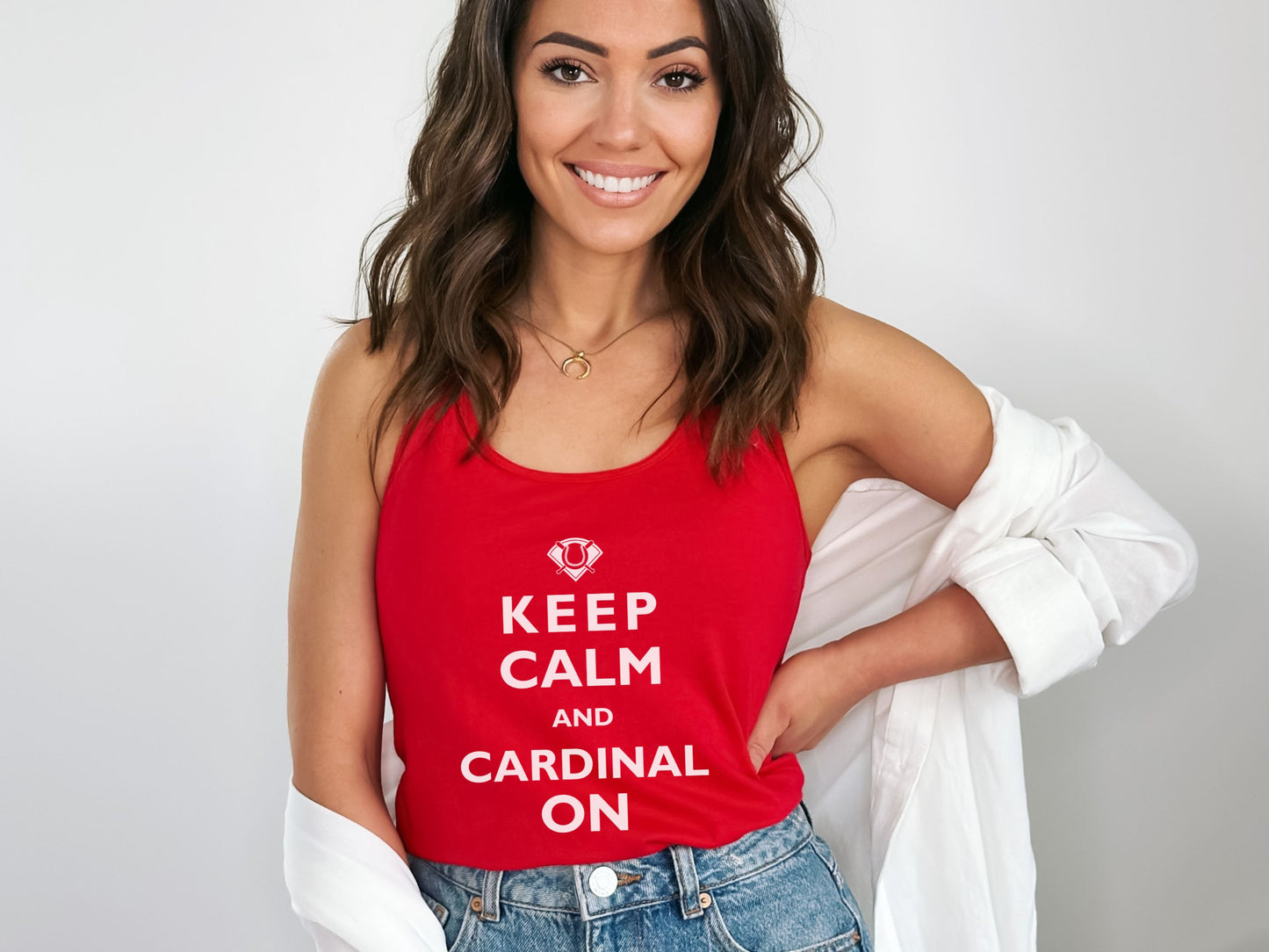 St Louis Baseball "Keep Calm and Cardinal On" Womens Racerback Tank Top