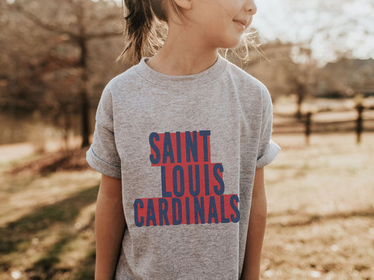 St Louis Baseball Block Text Kids Tee