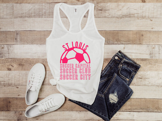 St Louis: Soccer Capital, Club, City Fan Womens Racerback Tank Top, pink