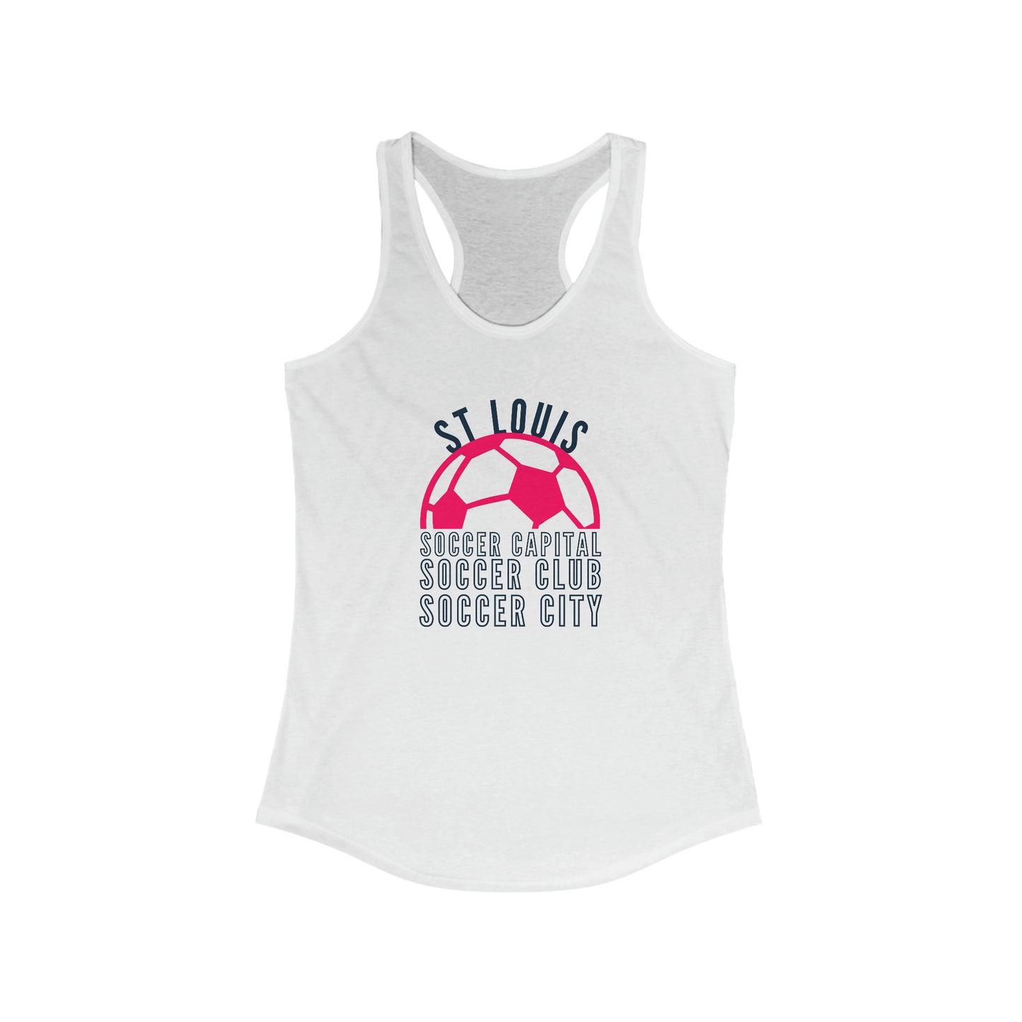 St Louis: Soccer Capital, Club, City Fan Womens Racerback Tank Top, red and navy