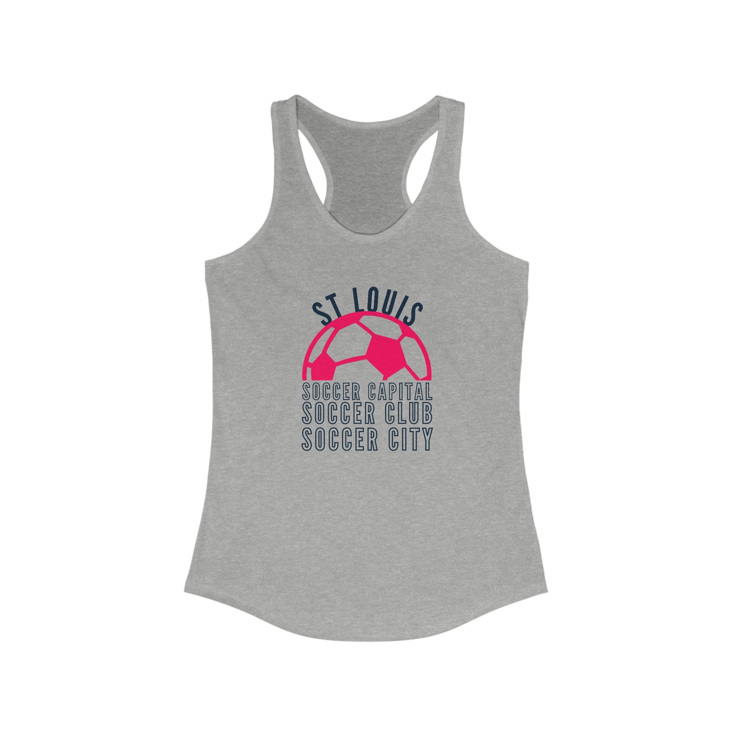 St Louis: Soccer Capital, Club, City Fan Womens Racerback Tank Top, red and navy