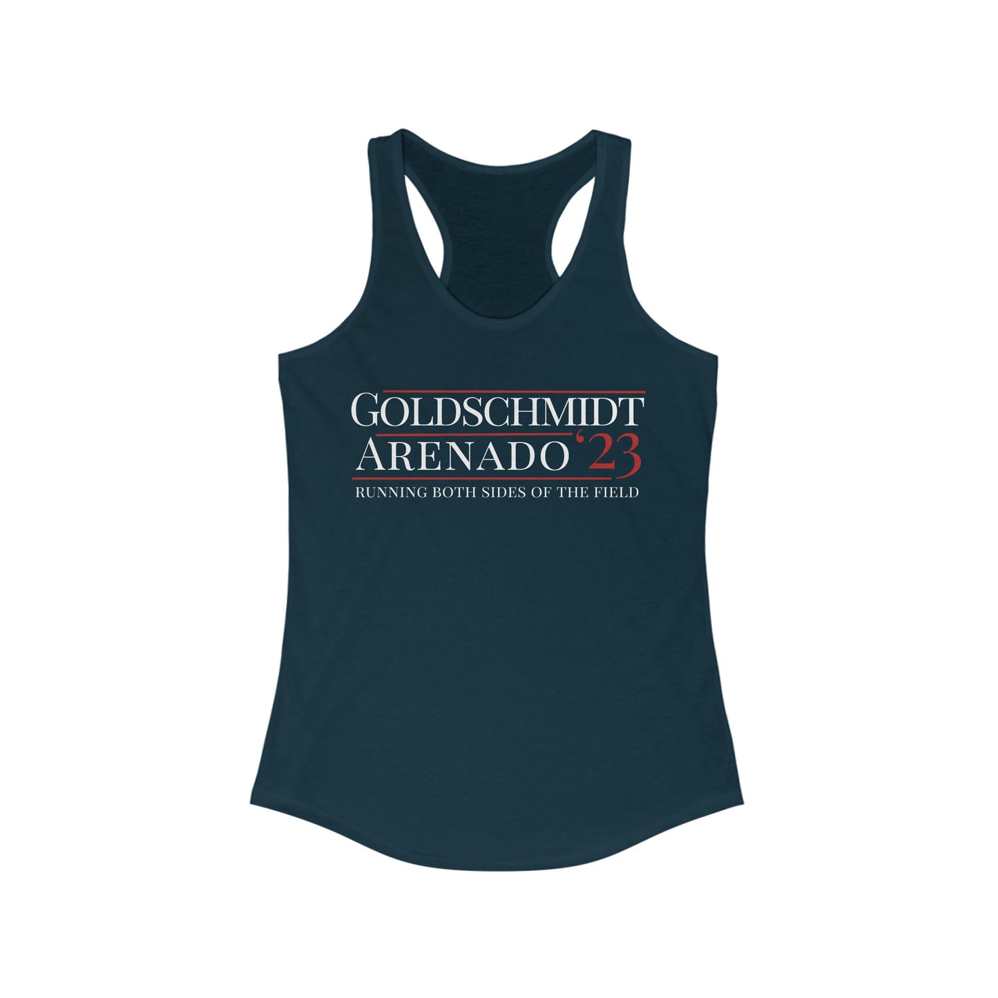 St Louis Baseball Players Goldschmidt Arenado 2023 "Running Mates" Womens Racerback Tank Top